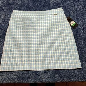 Nine West Blue and White Plaid Mini Skirt